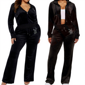 Conjuntos de Ropa Deportiva para Mujer, de Dos Piezas, con Bordado, de Forro Polar, para Invierno, Venta al Por Mayor con MOQ Bajo - Product Image 1
