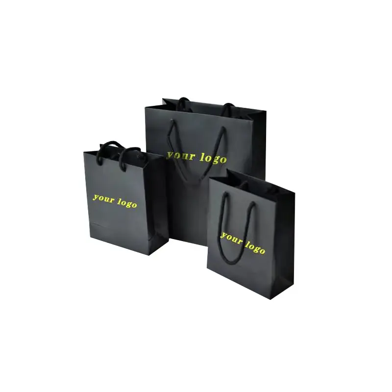 卸売工場価格高級環境に優しいブラックカード紙キャリアバッグ紙ショッピングバッグギフト包装バッグ