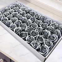 Großhandel künstliche Silber Gold Rose Seife Blumen kopf Geschenk box für Hochzeit Valentinstag Weihnachts dekoration