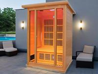 Cabine de sauna infrarouge portable pour 2 personnes en bois de cèdre rouge, faible EMF, infrarouge lointain, pour usage domestique en intérieur