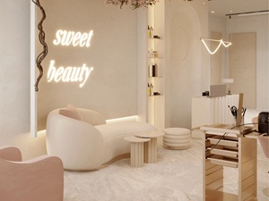 Servicio de Diseño de Interiores de Salón de Belleza en Tono Rosa Nude de Lujo, Mostrador de Recepción Personalizado y Equipamiento de Tienda de Spa y Cuidado de la Piel - Product Image 3