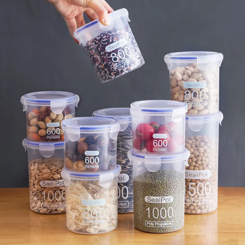 W21 Sealed Container Scale Line Storage Box High Quality Durable Transparent Airtight Kitchen Food Plastic Storage Jar
