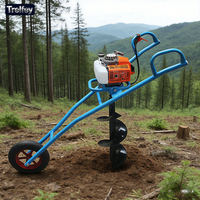 Machine de forage de terre à une roue, 99cc, 2 temps, à essence, avec tarière de 8, 10, 12, 15, 20, 25 cm pour la ferme