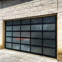 Porte de garage sectionnelle moderne en verre trempé dépoli 9x8 9x7 16x7, porte de garage électrique en plexiglas pour la maison