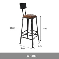 Cadre arrière moderne en bois et métal en velours Table carrée High Pub Tea Shops Coffee Bar Desk Chair Set