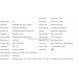 Módulo de pantalla LCD TFT NL2432HC17-10B de 2.7 pulgadas y 240*320, pantalla LCD TFT en stock. - Product Image 3