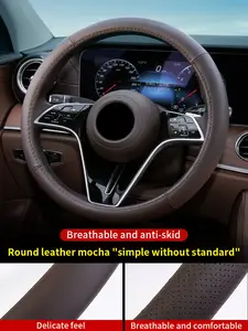 Cars Accessories Best Quality Round Genuine Leather Universal Fit For Mercedes Benz Steering Wheel Cover Designer