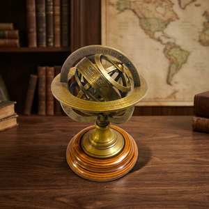 Decorative Brass Wood Art Handcrafted Multipurpose Armillary Sphere Classical Astronomical Design Lightweight Home Office M/S - Product Image 3