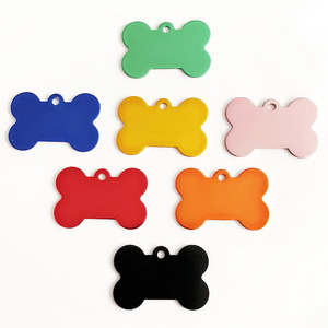 New Designer Aluminum Alloy Bone-shaped Dog Tag Laser Pet Collar Supplies Printed logo DIY Custom Name ID Tag Promotional Gifts