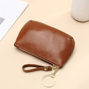Cartera De Cuero minimalista con cremallera Para Hombre y niña, Mini llavero pequeño, monedero - Product Image 5
