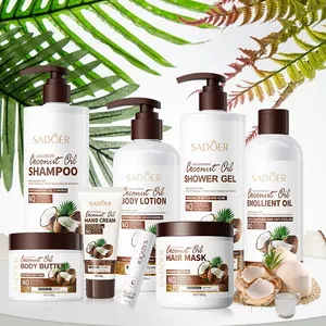 OEM SADOER Private Label Wholesale Coconut Shower Bath Gel Hair Shampoo Cleansing Skin Care Moisturizing Whitening Body Wash Set