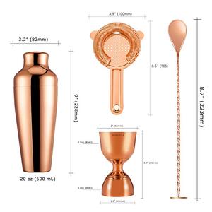 Kit de barman <span class=keywords><strong>parisien</strong></span> or brossé de qualité supérieure ensemble <span class=keywords><strong>shaker</strong></span> et passoire boston - Product Image 3