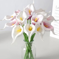 Fleurs artificielles en PU Calla Lily faites à la main, toucher réel, mini, pour décoration maison, mariage, photographie - Vente en gros