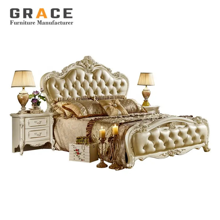 H8816W di lusso chiniot mobili letto king size set consolatore set