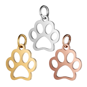 Stainless Steel Paw Print <b>Charm</b> <b>Silver</b> Plated Cute Animal Shape Pendant For Jewelry Making Unisex Gift - Product Image 1
