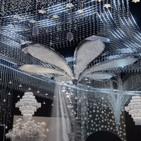 Grand lustre LED suspendu pour hôtel de luxe, romantique, pour décoration de mariages et grands banquets, et projets d'ingénierie sur mesure