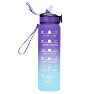 Bouteilles d'eau motivantes en plastique de 2 L, sans BPA, design dégradé, pour la salle de sport, les boissons, le camping et les activités de plein air - Product Image 3