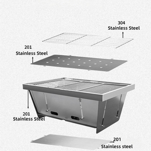 Grill de table IGT portable en acier inoxydable, pliable, pour barbecue, menu grill, cuisinière pour le camping en plein air, pour grillades au charbon de bois - Product Image 6