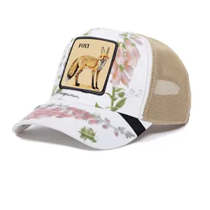 Venta al por mayor de alta calidad de 5 paneles 3D Puff bordado parche Logo malla camión gorra de algodón de dos tonos Gorras de camionero sombreros