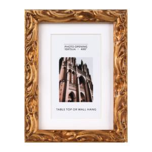 מעוטרת מגולף מוצק מסגרת עץ זהב-הטון קיר & לוח tabltop מותרות בסגנון קלאסי לעיצוב הבית - Product Image 4