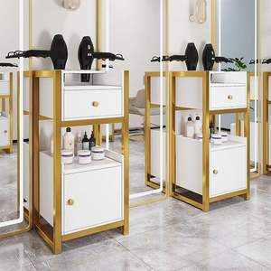 Z Barber Shop Metal Tool Cabinet Hairdressing Shop Mirror Table Beauty Salon Trolley Hair Dryer Multifunctional <b>Storage</b> Rack - Product Image 2