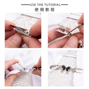 Nouvelle pince à châle papillon diamantée, pince pour écharpe de pull, sans perçage ni couture, pince anti-exposition pour col et écharpe, en alliage - Product Image 1