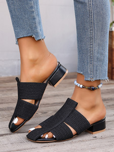 Mules à talon moyen en maille ajourée pour femme, grandes tailles, à talon épais, élégantes, à enfiler, pour l'été - Product Image 6