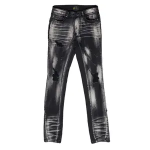 Jeans regang lurus Slim Fit kualitas tinggi pria jeans Slim fit kustom penjualan laris