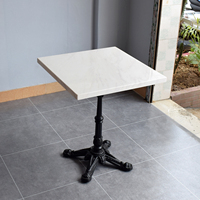 Table de bistrot ronde contemporaine en marbre Lifepursue 60x60cm 2 places avec pieds en métal assemblés pour la maison, l'hôtel, l'extérieur et les bars