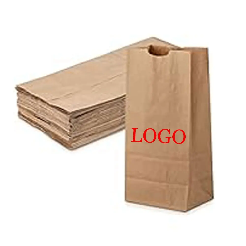 Customized Design Service Compostable Extra Large Parchment Kraft Bag Lunch White Plain Kraft Paper Bag Food Without Handles