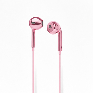 Auriculares con cable cromados en rosa, auriculares con cable tipo C, auriculares cromados en dorado, auriculares cromados en plata - Product Image 1