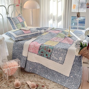 Set Copriletto Trapuntato Vintage Patchwork con Motivi Floreali <span class=keywords><strong>in</strong></span> Rilievo, Trapuntino Grande a Quadri per Aria Condizionata, Lavabile, 100% Cotone per Uso Domestico - Product Image 6