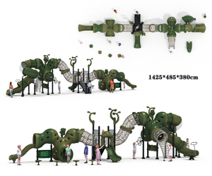 Équipement de terrain de <span class=keywords><strong>jeu</strong></span> extérieur en acier inoxydable et plastique sur le thème des chenilles MingTe, filets d'escalade, toboggans, équipement d'amusement pour enfants personnalisé - Product Image 1