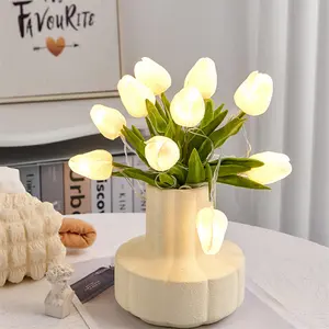 Tulipán Mesa LED lámpara de noche simulación flor ramo dormitorio cabecera ambiente romántico luz cumpleaños regalo decoración del hogar