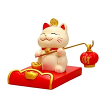 Support de téléphone portable Zhaocai Cat, adorable figurine en résine pour bureau, style Ins, cadeaux créatifs pour le bureau