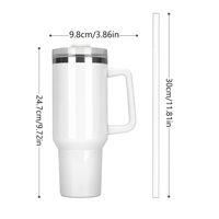 Gobelet isotherme blanc de 40 oz avec poignée, en acier inoxydable, pour voiture, sublimation, USA RTS