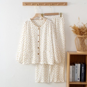 Ensemble de pyjama sans col en V pour femmes, longueur intégrale, pour filles - Product Image 1