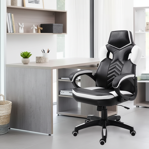Chaise de jeu professionnelle style course, en cuir PU, pivotante et inclinable, ergonomique, pour ordinateur, bureau, maison, PC Gamer, 5604 Gaming - Product Image 1
