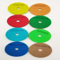 4-Inch 8Pcs Spons Penggosok Basah Bulat Serat Fiber untuk Membersihkan & Memoles Marmer Granit Batu Beton Keramik