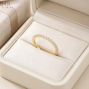 แหวนเพชรแท้ดีไซน์คลาสสิกขายดี แหวนแบบซ้อนได้ ทองคำแท้ 18K สำหรับใส่ทุกวัน - Product Image 6