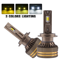 Ampoules de phare LED 3 couleurs blanc jaune H1 H3 9005 9006 H11 H4 H7, lampe de voiture LED, phares LED auto