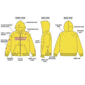TOOHOO Custom Winter Animal Print Acid <b>Wash</b> 450GSM Heavyweight Boxy Fit Zipper-Up Men's Streetwear Vintage Stone Washed 100% - Product Image 5
