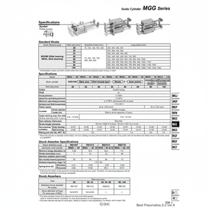 Pièces pneumatiques de cylindre de guidage MGGMB32-350 SMC Pneumatics - Product Image 1