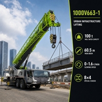 Grue de levage industrielle lourde 3557 kN-m, couple de flèche de base 100 tonnes, 8x4 pour la manutention de composants de grande taille