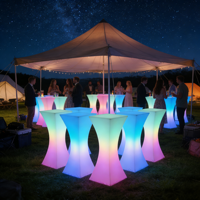 Table de cocktail LED IP65 à 16 couleurs fabriquée en usine, table de bar LED haute brillance pour événements/fêtes/jardin, idéale pour les discothèques et les salons extérieurs.
