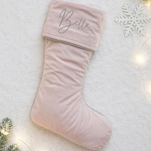 Calcetín Navideño de Terciopelo al por Mayor, Personalizado con Cordón Trenzado y Bordado Personalizado para Niños - Product Image 2