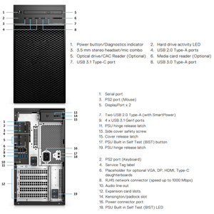 Station de travail tour Precision <span class=keywords><strong>T3630</strong></span> d'occasion, processeur I5 I7, station de travail efficace et fiable - Product Image 5