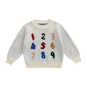 Haut <span class=keywords><strong>en</strong></span> <span class=keywords><strong>maille</strong></span> 100% coton pour bébé, nouveau style, <span class=keywords><strong>pull</strong></span> jacquard coloré et ludique pour garçons et filles, col à manches longues - Product Image 1