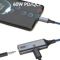 Adaptador de Auriculares Tipo C con Carga Rápida PD |   Divisor de Potencia de Audio 2 en 1 |   Control de llamadas con DAC de alta resolución |   Nylon |   para computadora |