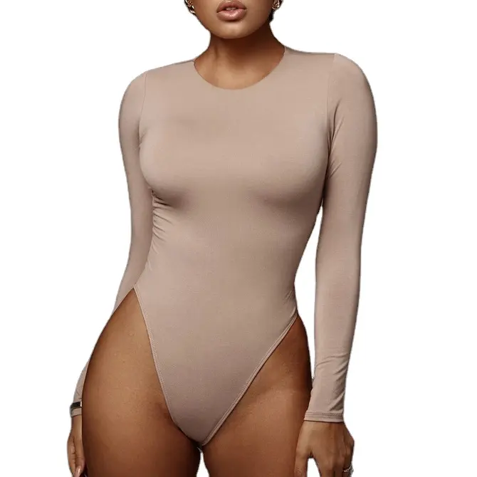 En gros Femme À Manches Longues Sans Couture Col Haut Body Body pour Femmes